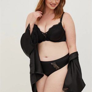 Torrid CUT OUT THONG MICROFIBER & BLACK LACE PANTY